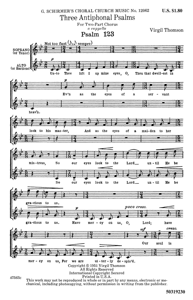 3 Antiphonal Psalms Chorus - Psalms 123, 133, 136