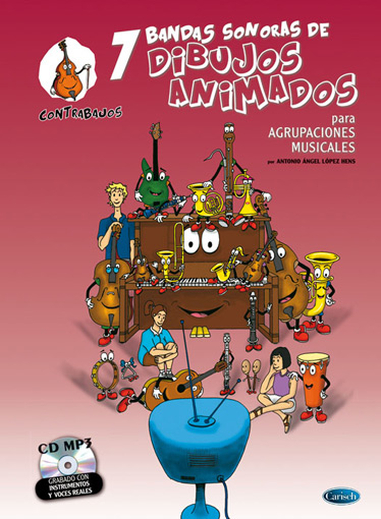 7 Dibujos Animados - Contrabajos, Buch mit CD, Double Bass