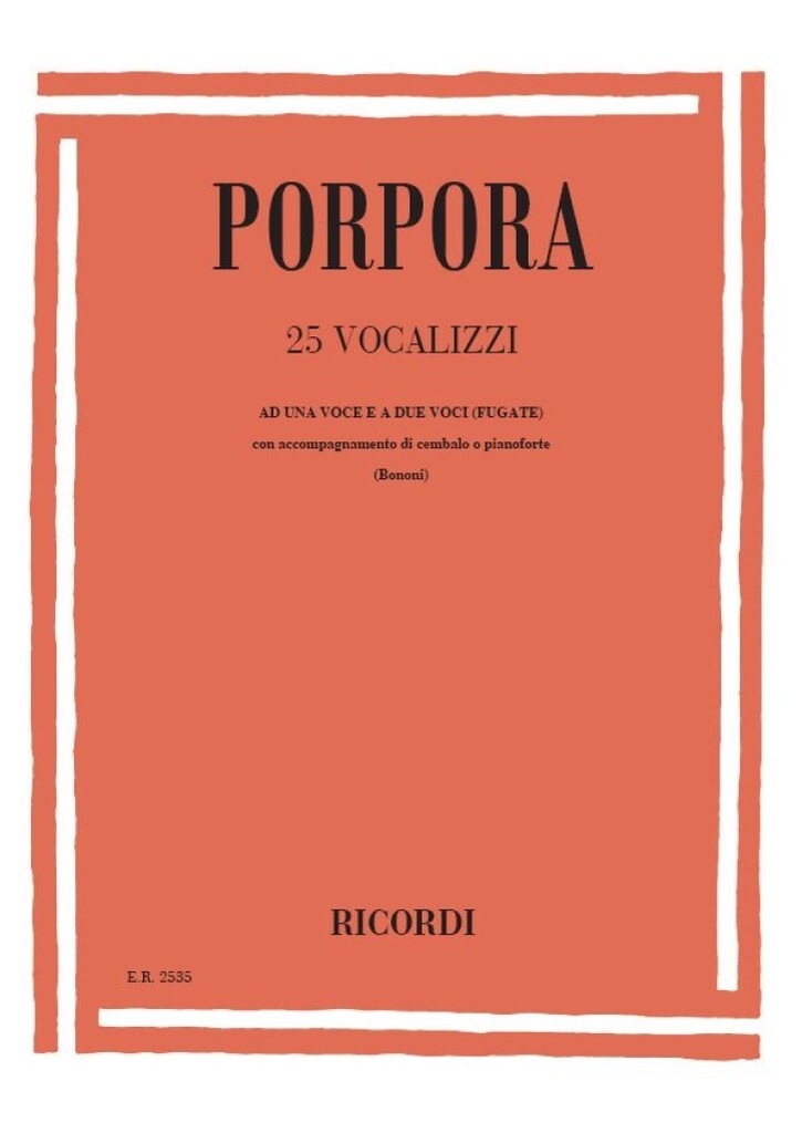 25 Vocalizzi, Di Cembalo O Pianoforte, Partitur, Metodi E Studi Per Canto