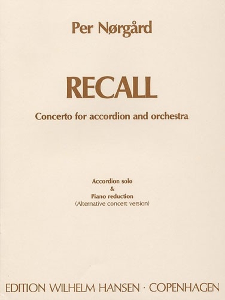 \'Recall\' Concerto For Accordion And Orchestra, Akkordeon und Klavier