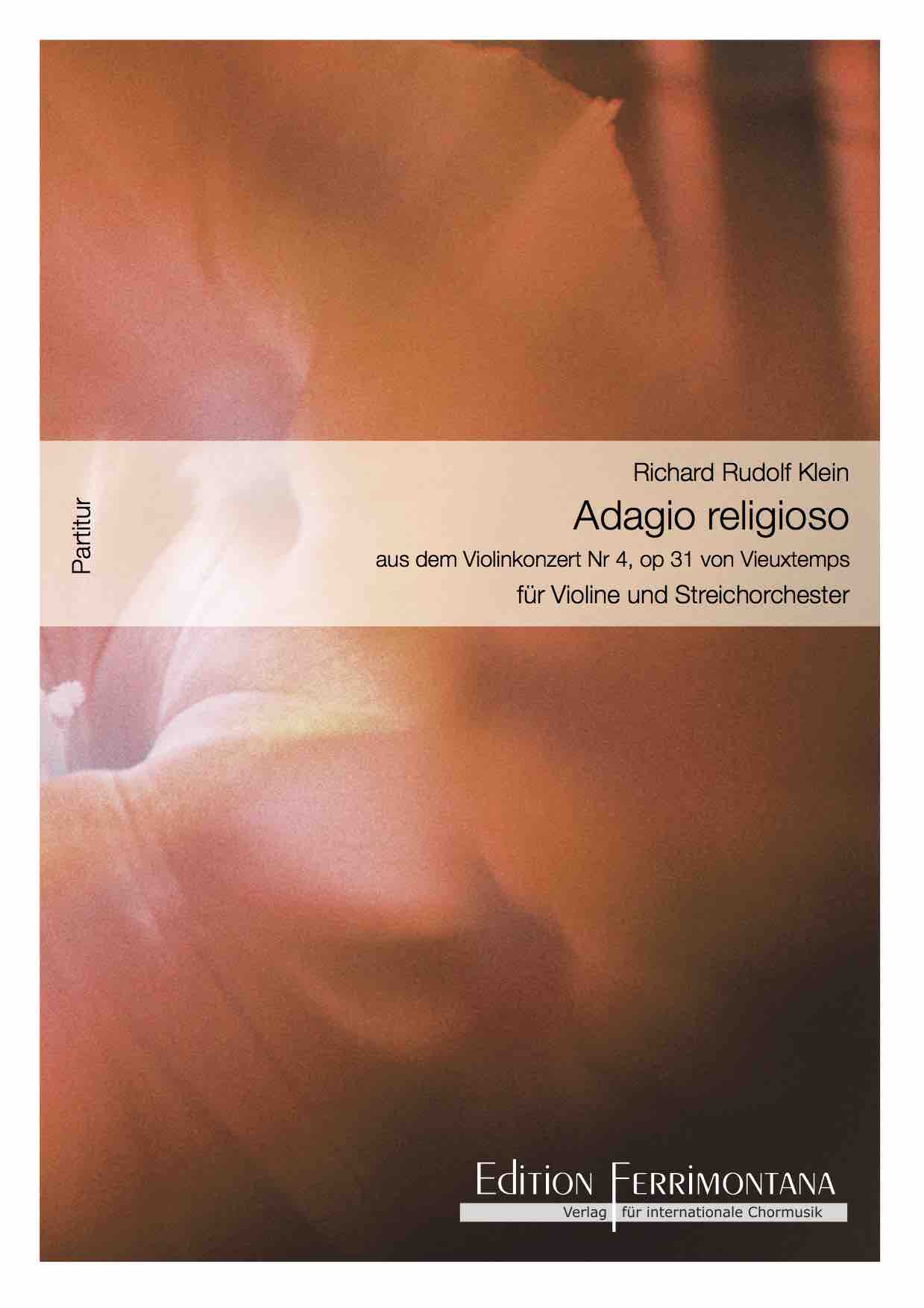 Adagio religioso - aus dem Violinkonzert Nr 4, op 31 von Vieuxtemps für Violine und Streichorchester - Partitur